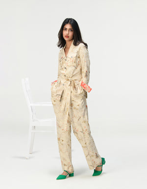 Safari Jacket Cotton Silk Check Ivory
