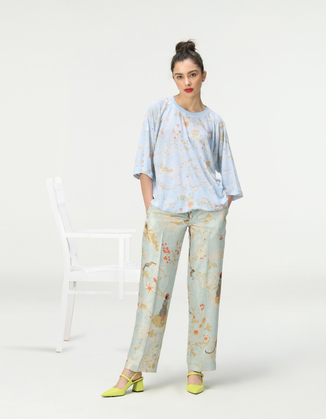 T-Shirt Half Sleeved Linen Jersey Ice Blue