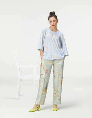 T-Shirt Half Sleeved Linen Jersey Ice Blue