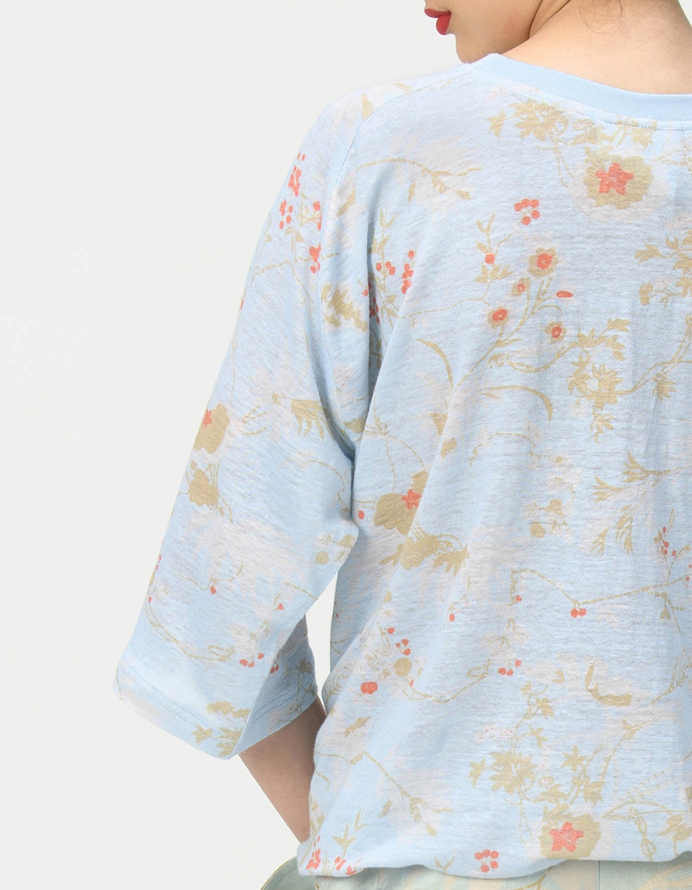 T-Shirt Half Sleeved Linen Jersey Ice Blue