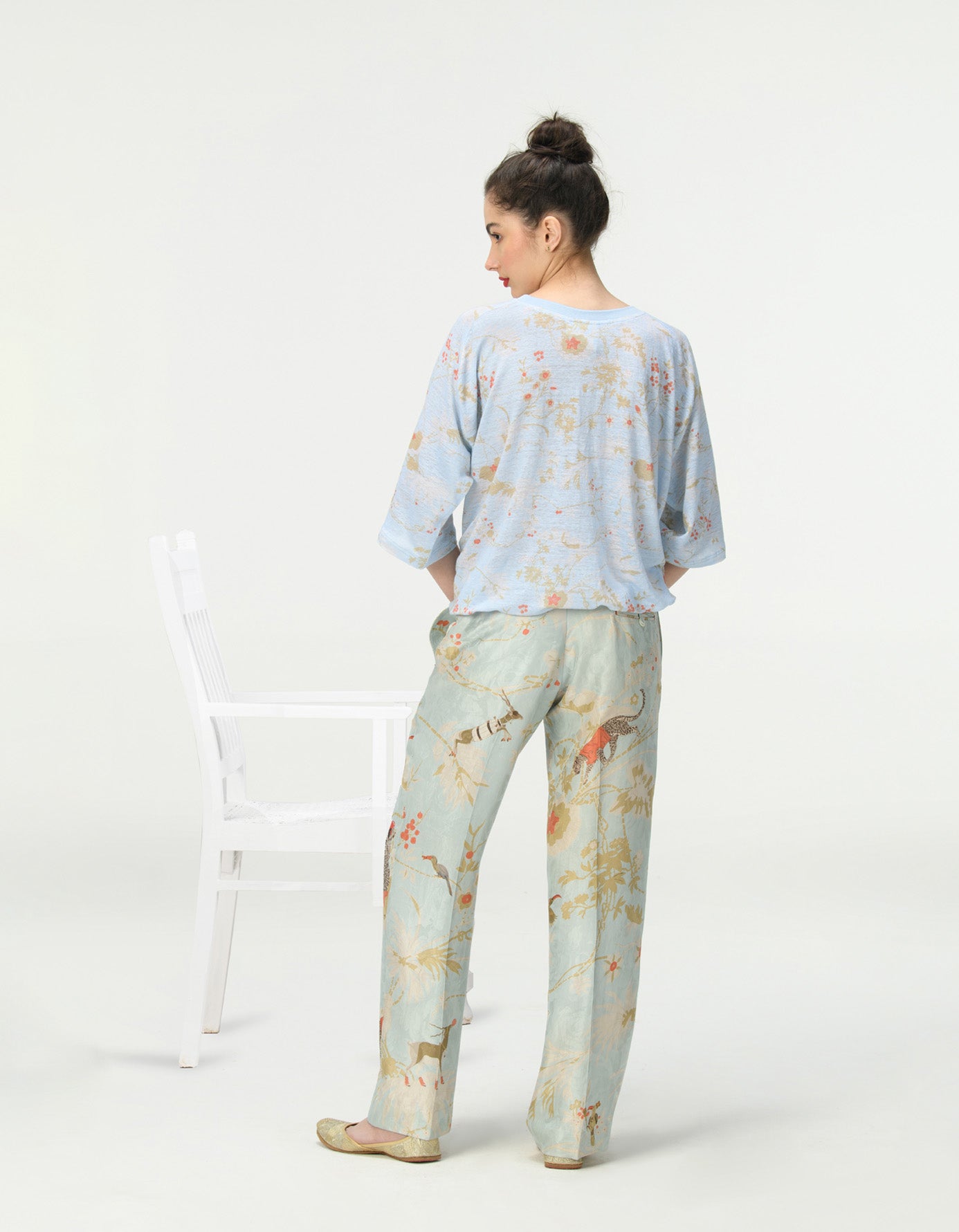 T-Shirt Half Sleeved Linen Jersey Ice Blue