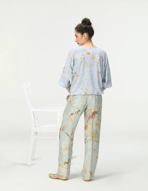 T-Shirt Half Sleeved Linen Jersey Ice Blue