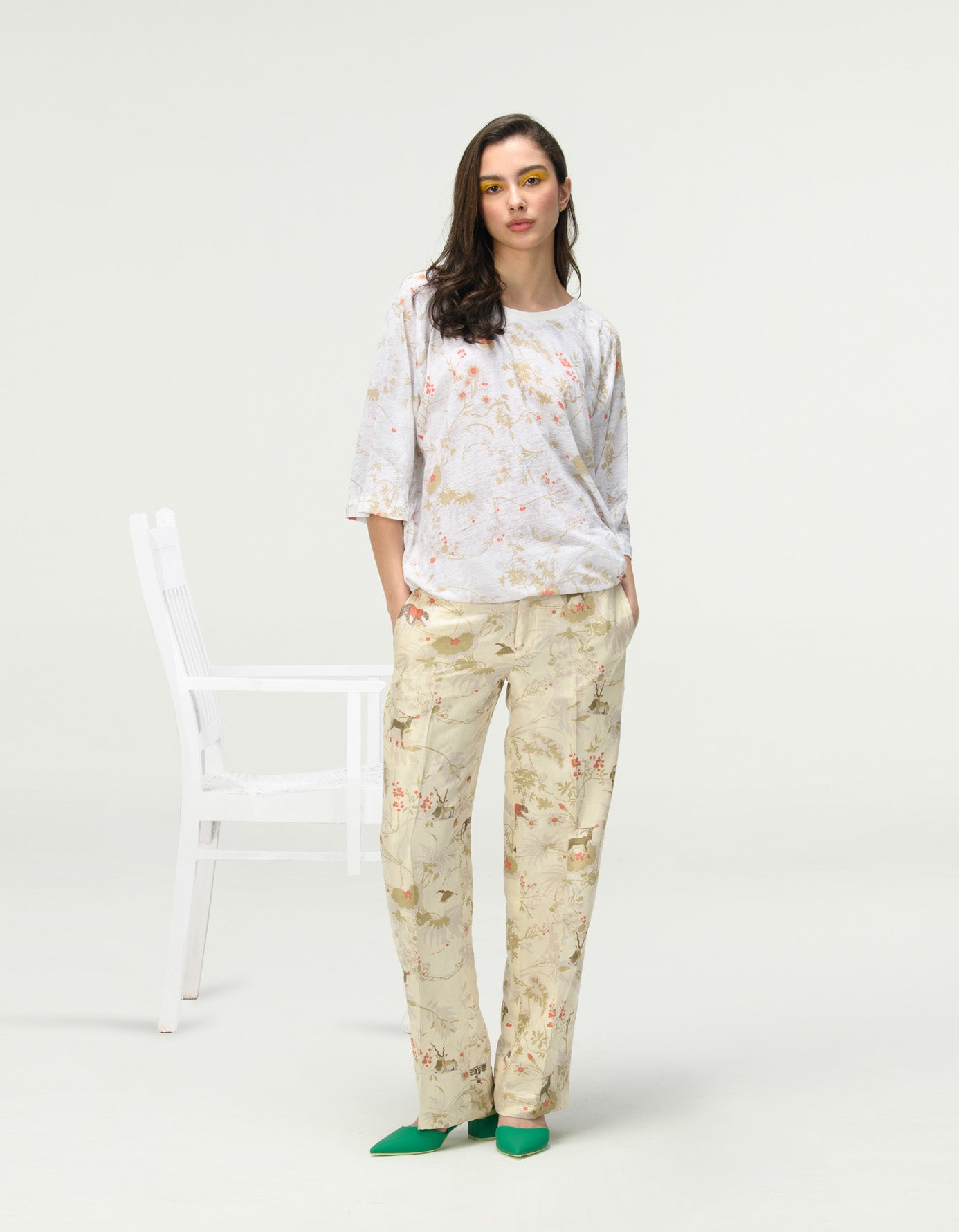 T-Shirt Half Sleeved Linen Jersey Ivory
