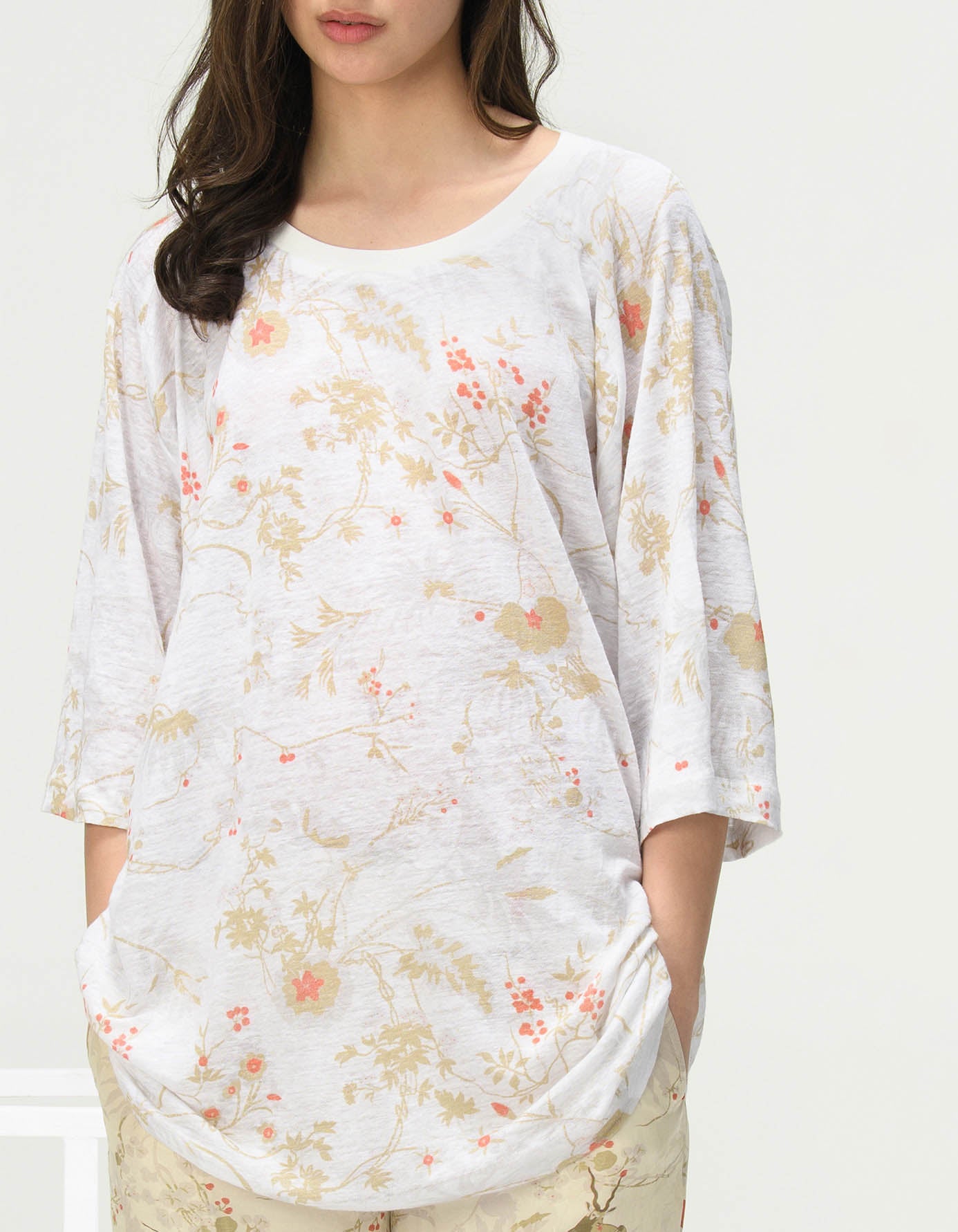 T-Shirt Half Sleeved Linen Jersey Ivory