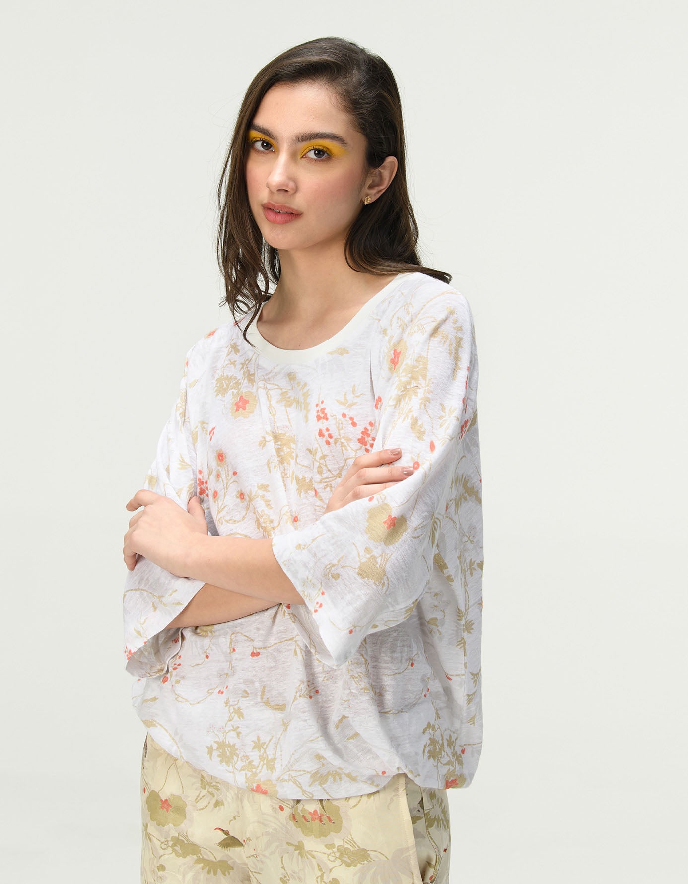 T-Shirt Half Sleeved Linen Jersey Ivory